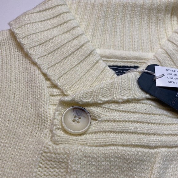 Casual Men Solid Ribbed Knit Sweater pullover size medium color lvory - Picture 4 of 9